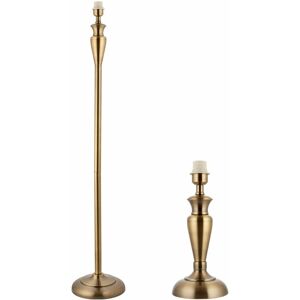 LOOPS Standing Floor & MEDIUM Table Lamp Set Traditional Metal Antique Brass NO SHADES