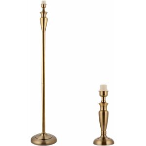 LOOPS Standing Floor & small Table Lamp Set Traditional Metal Antique Brass no shades