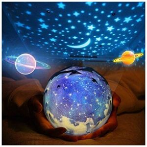 AOUGO Star Night Light Child Projection Lamp, Romantic Starry Night Universe Projector Light Lamp for Home Party Birthday Decorations Kids Gift Toys