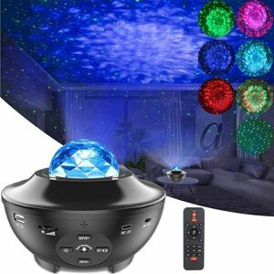 HOOPZI Star Projector Night Light, Ocean Wave led Starry Night Light Projector with Music Speaker Sound Sensor Remote Control, 360Rotating Projector Lamp