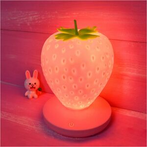 Langray - Strawberry Night Light, Cute Silicone 3 Modes Touch Control Strawberry Lamp, Children's Bedside Color Changing Lamp, usb Rechargeable Desk