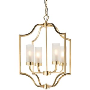 Edrea - 4 Light Ceiling Pendant Satin Brass & Frosted Glass, E14 - Endon