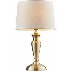 LOOPS Table Lamp Antique Brass Plate & Natural Linen 60W E27 gls Base & Shade