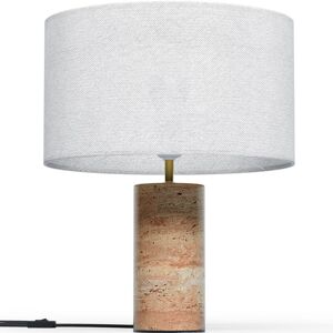 Privatefloor - Table Lamp with Marble Base - Sidney White Marble, pvc, Fabric - White