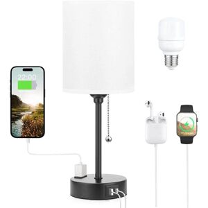 DENUOTOP Table Lamps 3 Color Temperatures - 2700K 3500K 5000K Bedside Lamps with usb c and a Ports, String Lights for Bedrooms with ac Outlet, Bedside Lamps