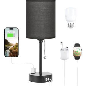 DENUOTOP Table Lamps 3 Color Temperatures - 2700K 3500K 5000K Bedside Lamps with usb c and a Ports, String Lights for Bedrooms with ac Outlet, Bedside Lamps