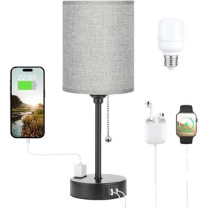 DENUOTOP Table Lamps 3 Color Temperatures - 2700K 3500K 5000K Bedside Lamps with usb c and a Ports, String Lights for Bedrooms with ac Outlet, Bedside Lamps