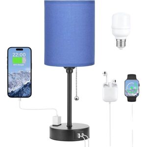 DENUOTOP Table Lamps 3 Color Temperatures - 2700K 3500K 5000K Bedside Lamps with USB C and A Ports, String Lights for Bedrooms with AC Outlet, Bedside Lamps