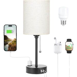 DENUOTOP Table Lamps 3 Color Temperatures - 2700K 3500K 5000K Bedside Lamps with usb c and a Ports, String Lights for Bedrooms with ac Outlet, Bedside Lamps