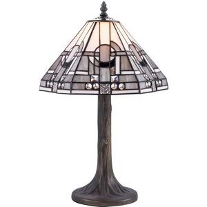 Tiffany by Tiff Table Lamp With 31cm Art Deco Shade - Antique Brass Litecraft