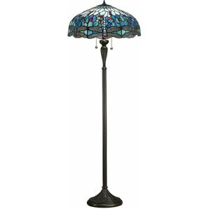 LOOPS Tiffany Glass Dragonfly Floor Lamp - Dark Bronze Finish - 2 x 60W E27 gls led