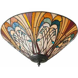 LOOPS Tiffany Glass Flush Ceiling Light - French Style Design - Dimmable led Lamp