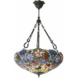 LOOPS Tiffany Glass Hanging Ceiling Pendant Light Bronze Flower Bowl Lamp Shade i00151