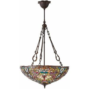 LOOPS Tiffany Glass Hanging Ceiling Pendant Light Dark Bronze Feature Shade i00068