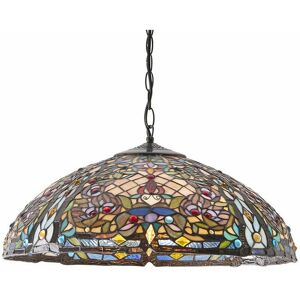 LOOPS Tiffany Glass Hanging Ceiling Pendant Light Large Bronze Feature Shade i00067