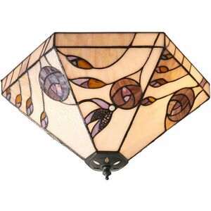 LOOPS Tiffany Glass led Wall Light - Mackintosh Style Rose - Bronze Finish - Medium