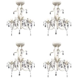 SWEIKO Crystal Pendant Ceiling Lamp Chandeliers 4 pcs Elegant White VDTD21060