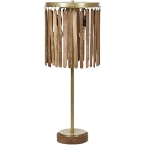 BELIANI Traditional Table Lamp Bedside Dark Mango Wood Handmade Brass Sabari - Dark Wood