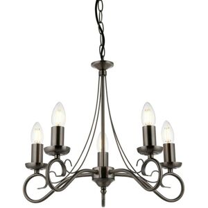 Trafford - 5 Light Multi Arm Ceiling Pendant Candle Antique Silver, E14 - Endon