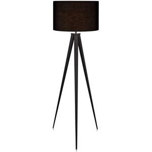 Romanza led Tripod Standing Floor Lamp with Drum Shade, Modern Lighting in Black for Living Room, Bedroom or Dining Room - Black/Black - Teamson Home