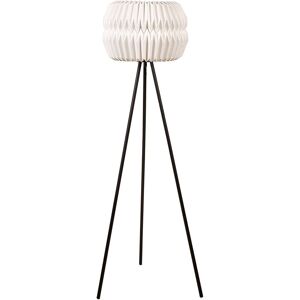 BELIANI Tripod Floor Standing Lamp with Paper Shade Modern Design Minimalistic Style Black Metal Legs Hunter - White