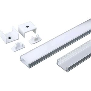 V-TAC 3 pcs)17mm x 7mm (w x h) Surface Aluminium Profile with Opal pc Diffuser- 2m - (Int Width - 12.5mm), 84