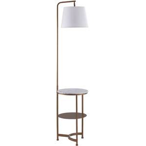 Lilah 163cm Tray Table Floor Lamp, Gold with White Drum Shade - White - Teamson Home