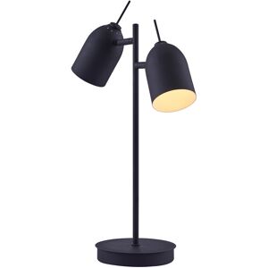 TEAMSON HOME Mason Table Lamp with Double Spotlight, Adjustable Standing Desk Light, Modern Lighting in Black for Living Room, Office or Dining Room - Black /