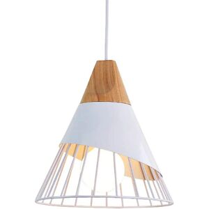 Wottes - Modern Ceiling Pendant Light Metal Wooden Hanging Lamp Badminton Chandelier Lampshade