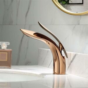 Denuotop - Basin mixer Simple and modern rose gold full copper faucet