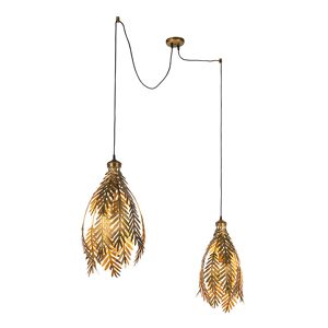 QAZQA Vintage Pendant Lamp Leaf 2 Gold - Botanica - Gold/Messing