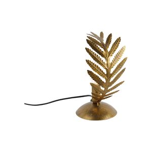QAZQA Vintage Table Lamp Small Leaf Gold - Botanica - Gold/Messing