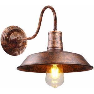 AXHUP Vintage Wall Lighting Fitting Industrial Metal Wall Sconce Fixtures Wall Lamp with Hat Lampshade for Indoor Outdoor (Rost)