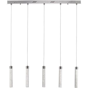 LITECRAFT Visconte Barbarella Ceiling Pendant Bar LED 5 Light With Tube Shades - Chrome - Chrome