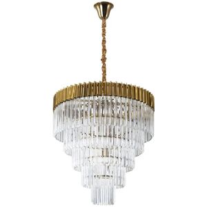 LITECRAFT Visconte Cascata Ceiling Pendant 5 Tier 18 Light With Glass Rod Shade - Brass - Brass