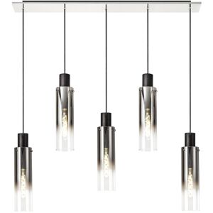 LITECRAFT Visconte Fumo Ceiling Pendant Bar 5 Light With Slim Smoke Glass Shades - Black - Black