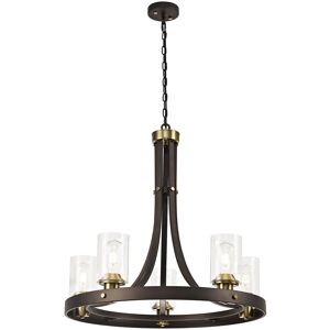 LITECRAFT Visconte Gotica Ceiling Pendant 5 Light With Clear Glass Shades - Bronze - Bronze