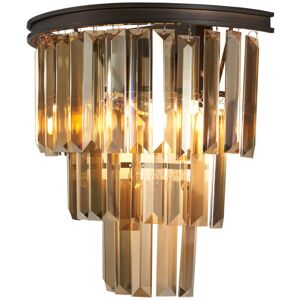 LITECRAFT Visconte Ingot Wall Light With 3 Tier Crystal Shade - Bronze - Bronze