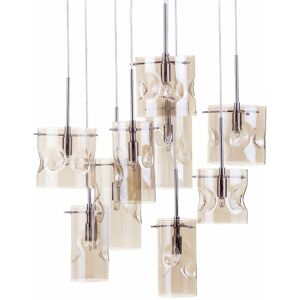 LITECRAFT Visconte Monet Ceiling Pendant 9 Light With Champagne Tint Shade - Chrome - Chrome