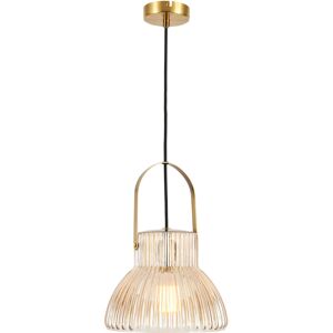 Litecraft - Visconte Sala Ceiling Pendant 1 Light With Champagne Tint Glass Shade - Brass - Brass