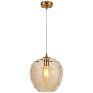 LITECRAFT Visconte Sarno Ceiling Pendant 1 Light with Champagne Tint Glass Shade - Brass - Brass