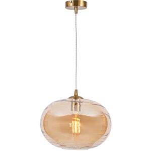 Litecraft - Visconte Sarno Ceiling Pendant 1 Light with Champagne Tint Oval Shade - Brass - Brass