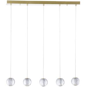 LITECRAFT Visconte Tutti Ceiling Pendant Bar 5 Light With Cut Glass Ball Shades - Gold - Gold