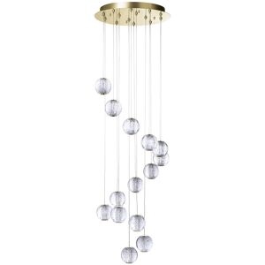 LITECRAFT Visconte Tutti Ceiling Pendant led 14 Light With Cut Glass Ball Shade - Gold - Gold