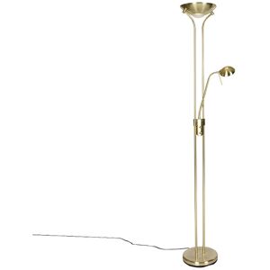 QAZQA Modern floor lamp brass with reading lamp incl. led dim to warm - Diva - Gold/Messing