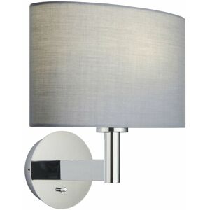 LOOPS Wall Light & Shade Chrome Plate & Grey Fabric 60W E27 Living Room e10616