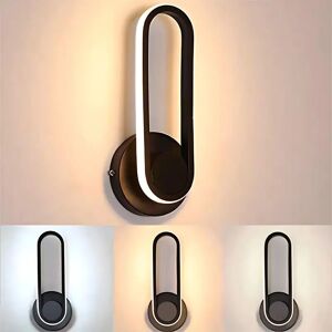 COMELY Modern 12W led Wall Lamp, Black, Aluminum, Oval Design, Rotatable, for Living Room, Bedroom, Staircase, Hallway (Adjustable 3000K/4500K/6500K)