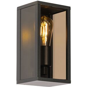 QAZQA Outdoor wall lamp black with smoke glass 26 cm IP44 - Charlois - Bronze