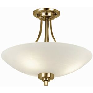 Welles - 3 Light Flush Ceiling Light White, Antique Brass, E27 - Endon