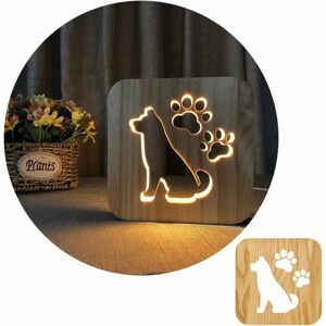 HOOPZI Wooden Carved Night Light, Dog Desk Lamp, led Table Light usb Power Cartoon Nightlight Desk Lamp, HomeBedroom Decor Lamp or Birthday Gifts (Dog)
